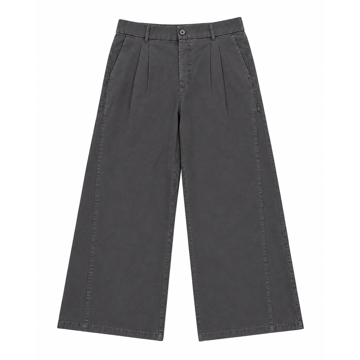 PLEAT COTTON TROUSERS - CHARCOAL